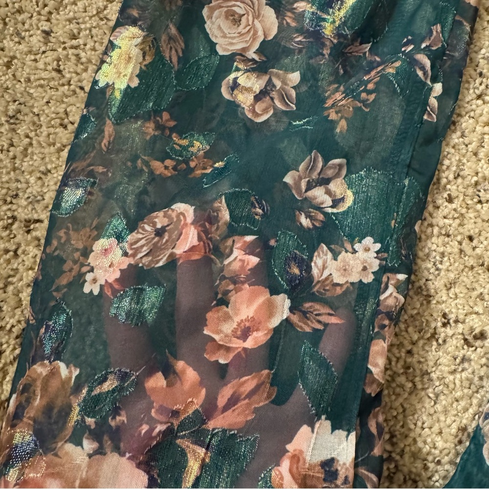 NWOT Trixxi Shiny Floral Ruffle Long Sleeve Garden Party Dress Size XS - Picture 8 of 11